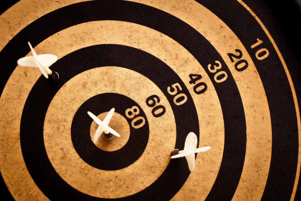 Dart board with a bullseye