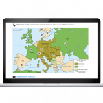 laptop showing an image hotspot activity with a map of Europe