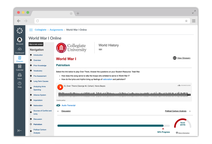 CourseArc Content Embedded into LMS