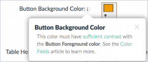 screenshot of button contrast settings