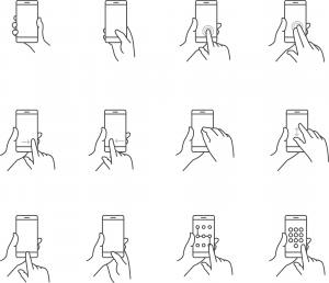 different pointer gestures used on an mobile phone