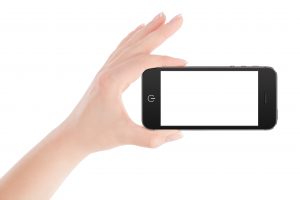 mobile phone being held sideways