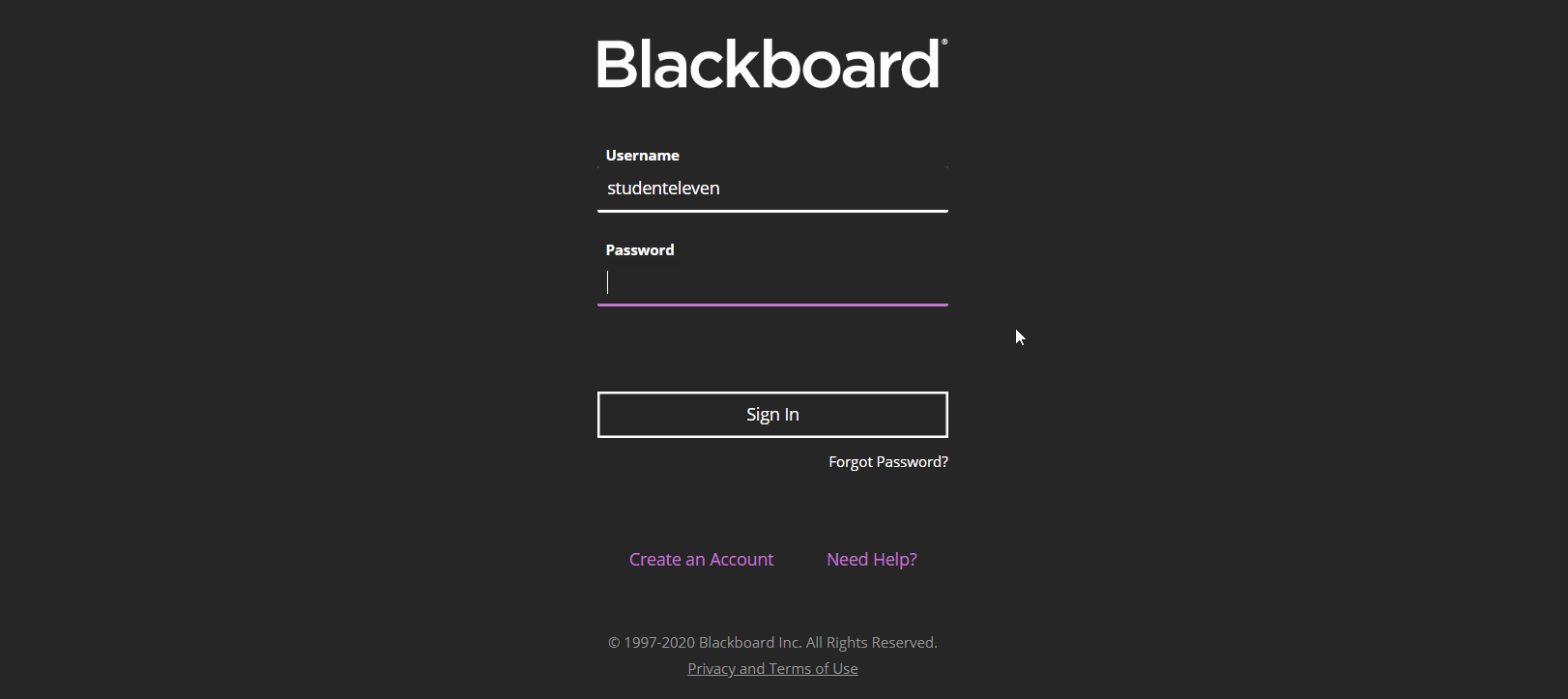 animation of signing into Blackboard