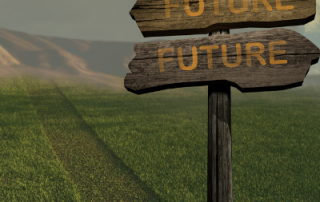 future signpost in green field