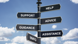 sign with support advice assistance guidance