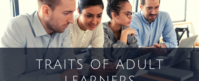 Adult learners working together on laptop