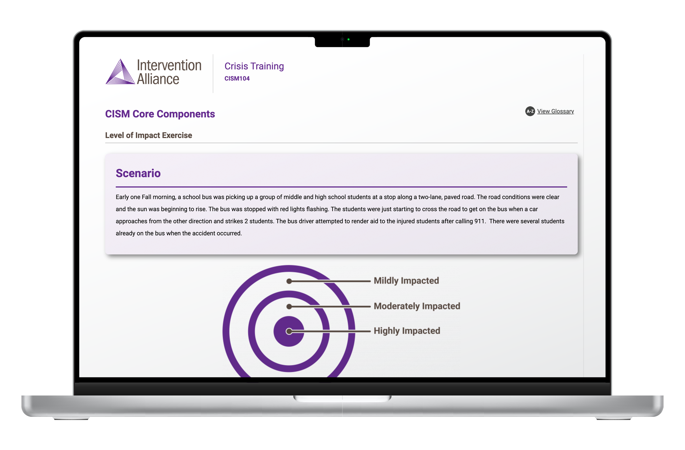image of laptop showing crisis training content