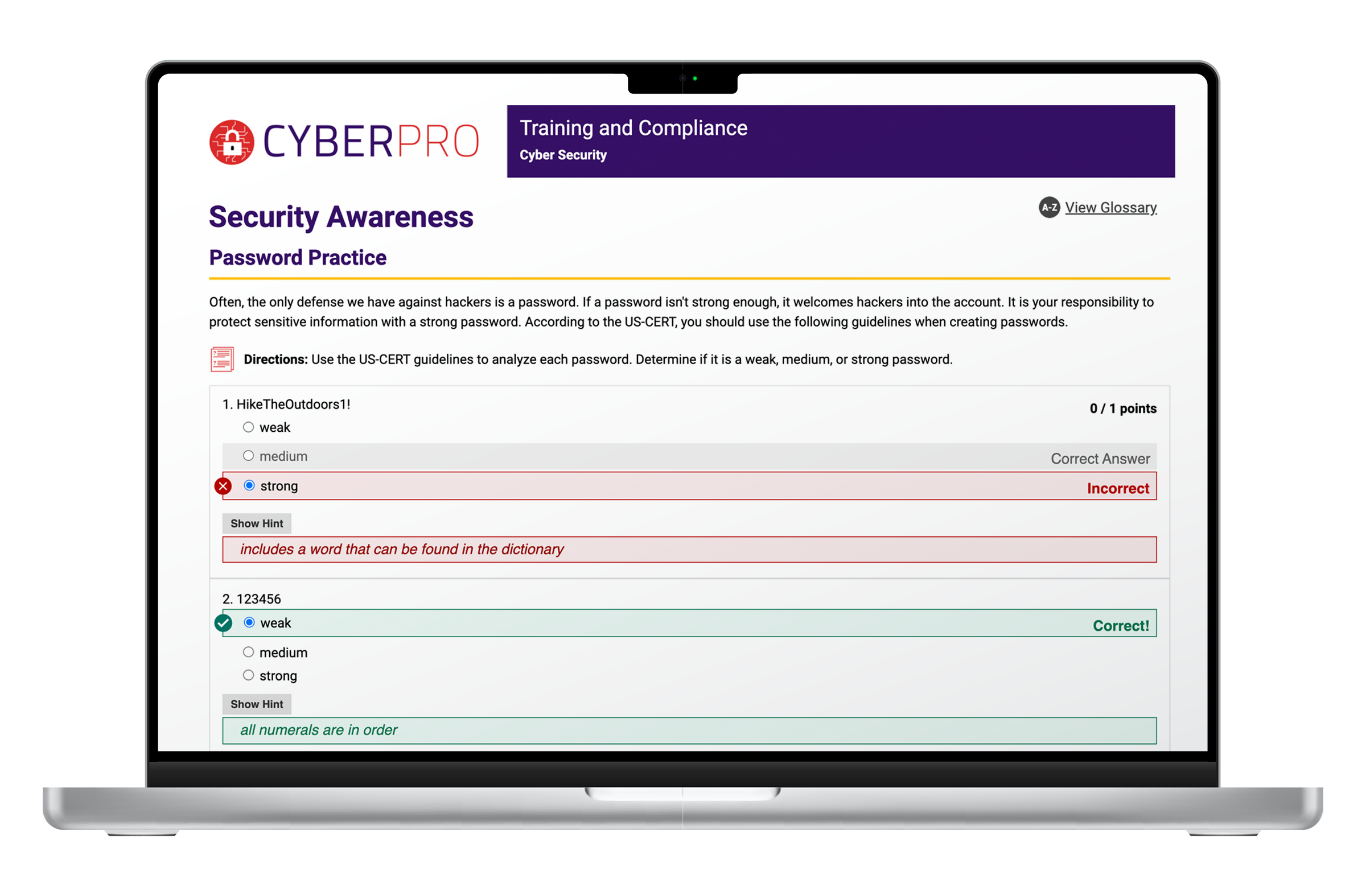 image of laptop showing cyber security awareness content
