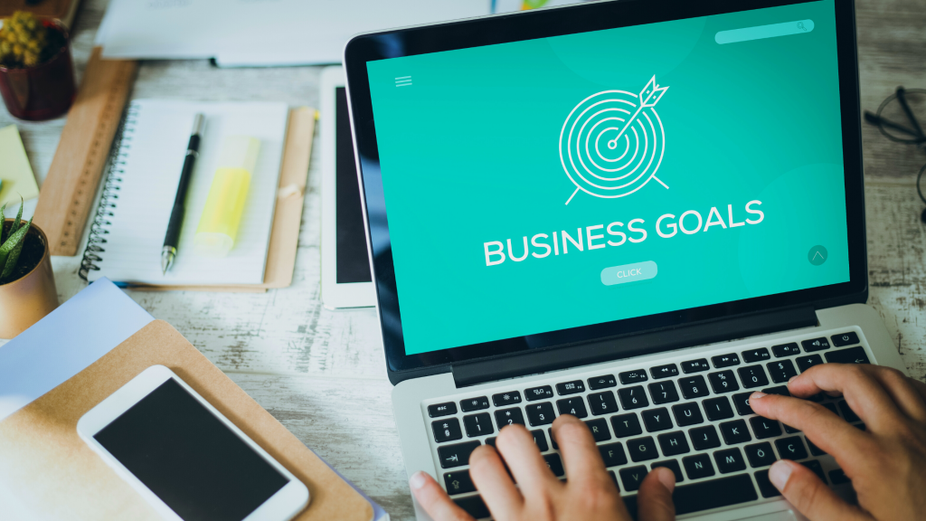 computer screen with business goals