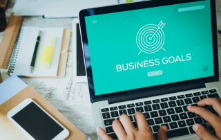 computer screen with business goals