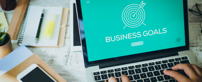 computer screen with business goals
