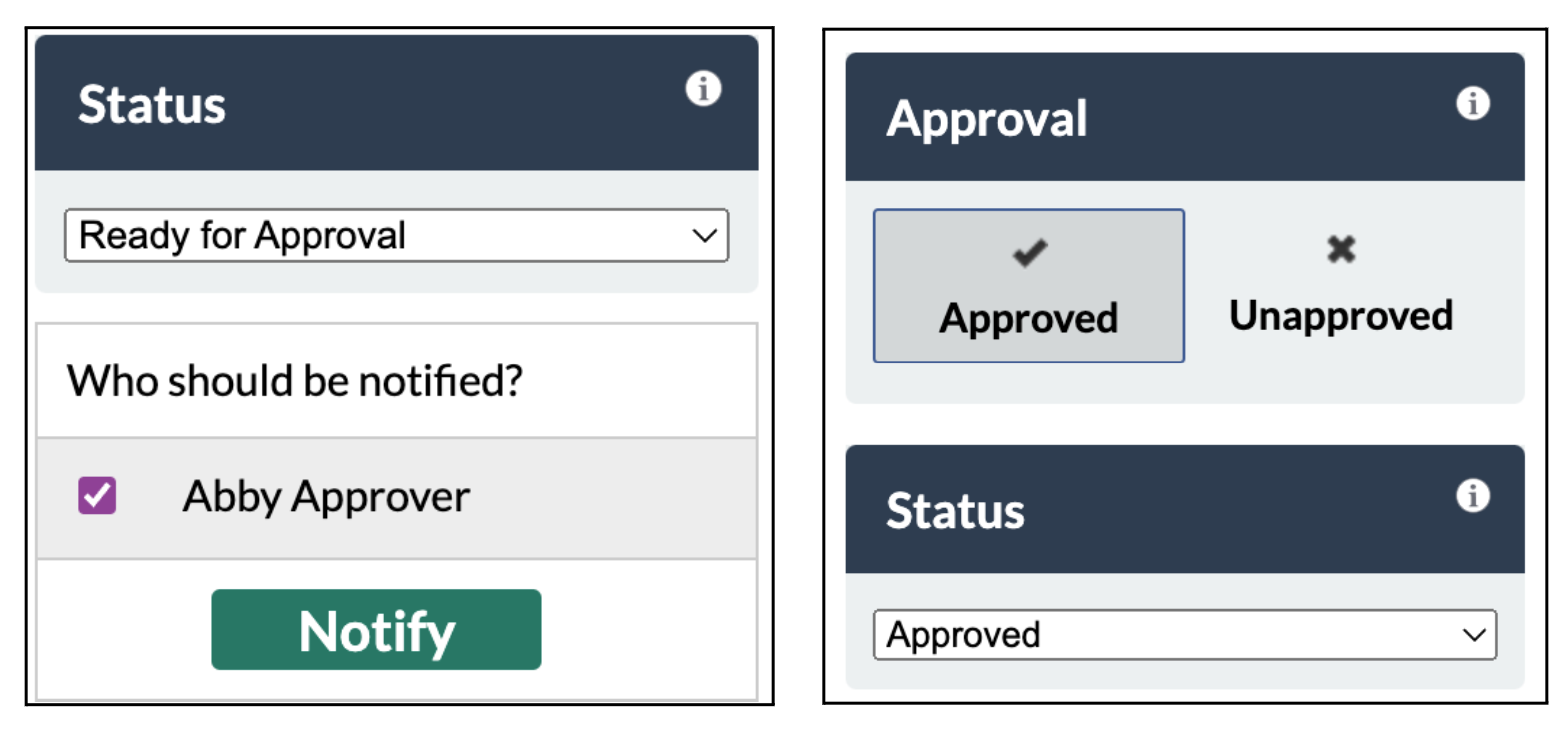 Approval feature in CourseArc