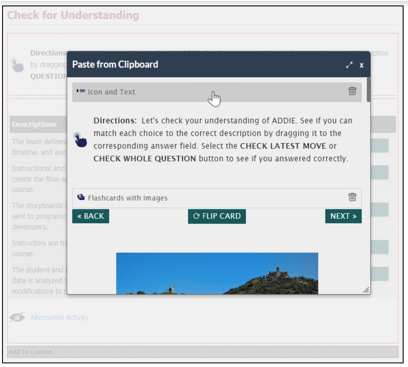 Clipboard feature in CourseArc
