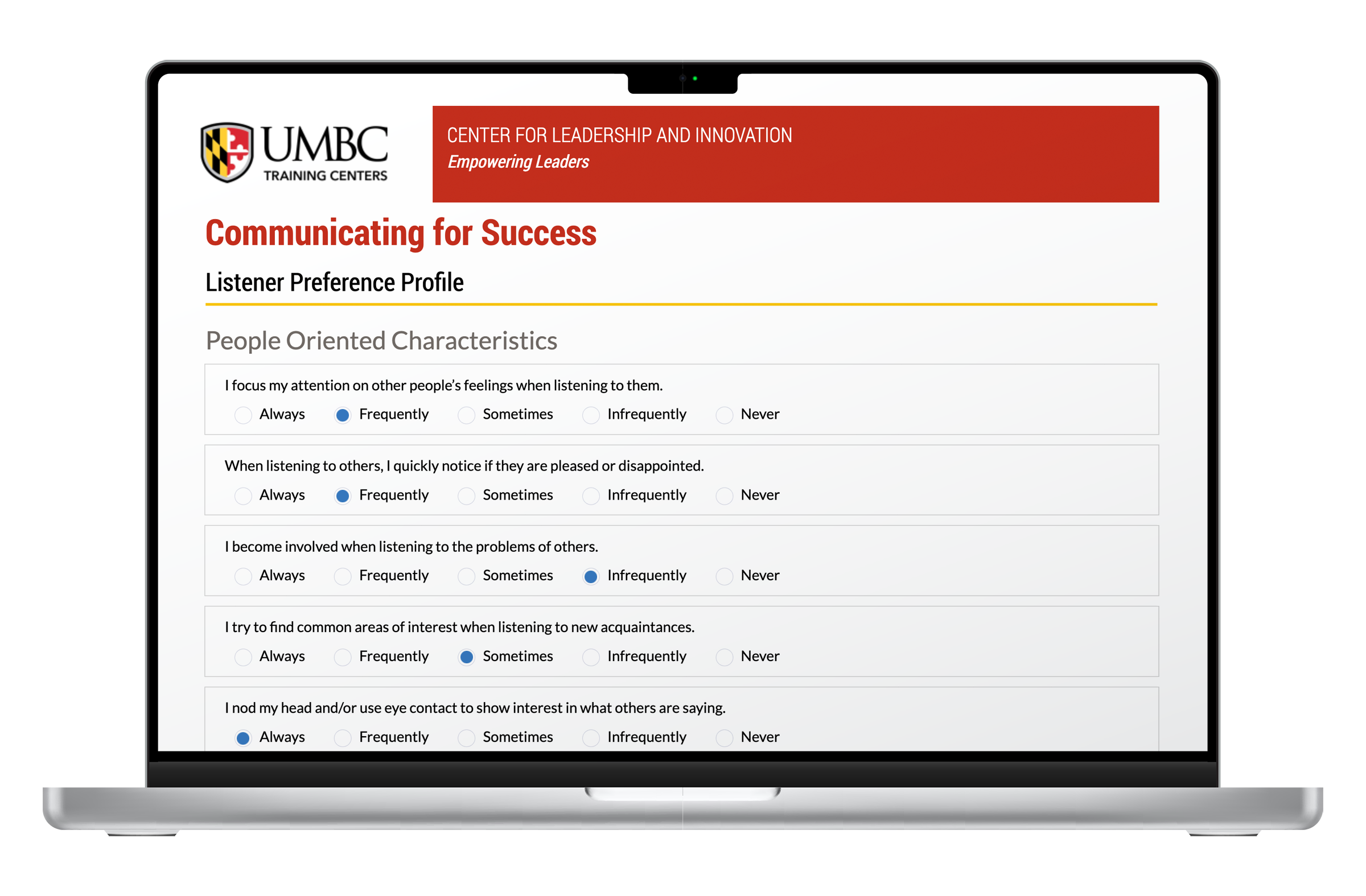 image of laptop showing communicating for success content