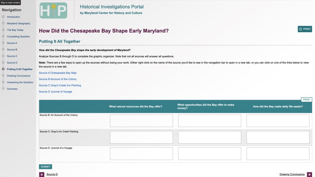 Sample HIP Content on the Chesapeake Bay