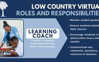 A Low Country Virtual flyer explaining the duties of a learning coach.
