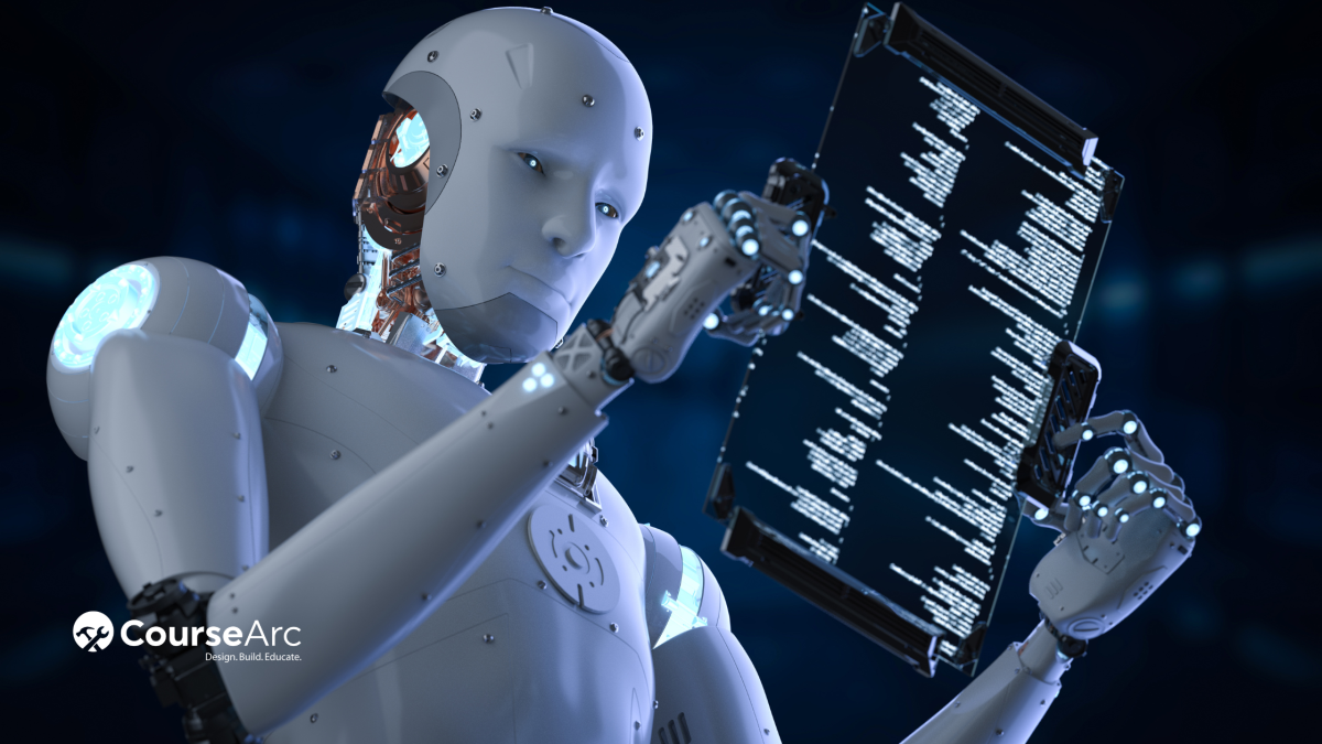 humanoid robot holding a digital tablet